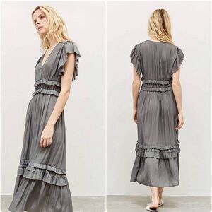 GRADE AND GATHER MIDI DRESS Gray size S
